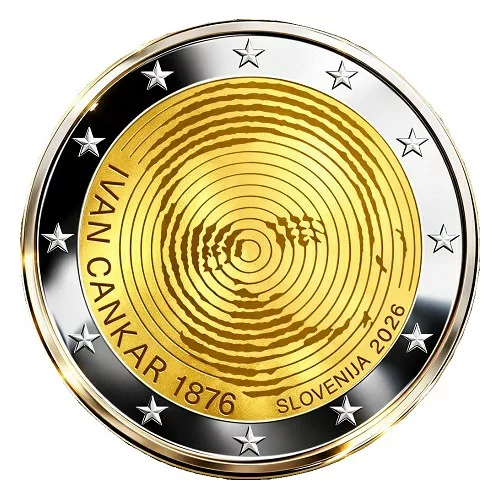Pièce 2€ BE Slovénie 2026 – Naissance de Ivan Cankar